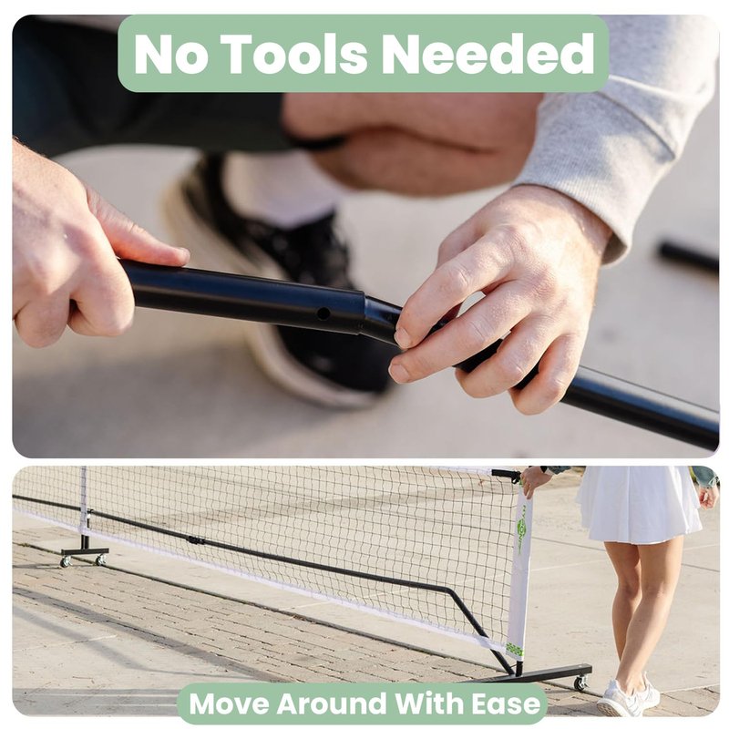 Hyponix Foldable Pickleball Set with Net — 22ft Portable Net with Wheels, Instant Setup, 4 Paddles, 6 Balls & Markers, Regulation Size, Compact Storage, Bag — Backyard, Driveway, Outdoor Games