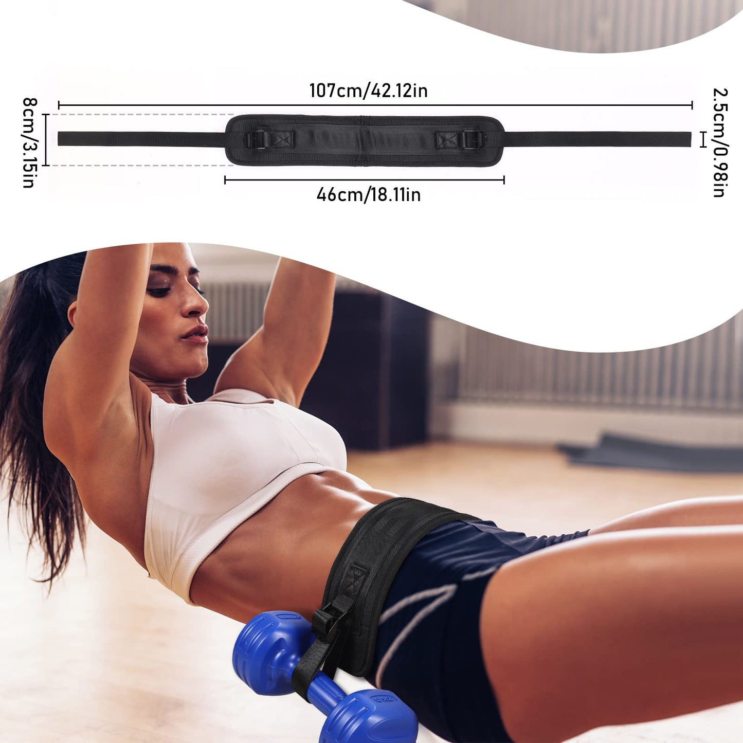 Gsbomzap Hip Thrust Belt for Dumbbells, Kettlebells, Plates, up to 50kg/110lbs, Exercise Booty Belt for Hip Thrusts, Glute Bridge, Lunges, Non-Slip Hip Belt Pad for Home Gym Butt Fitness Workout