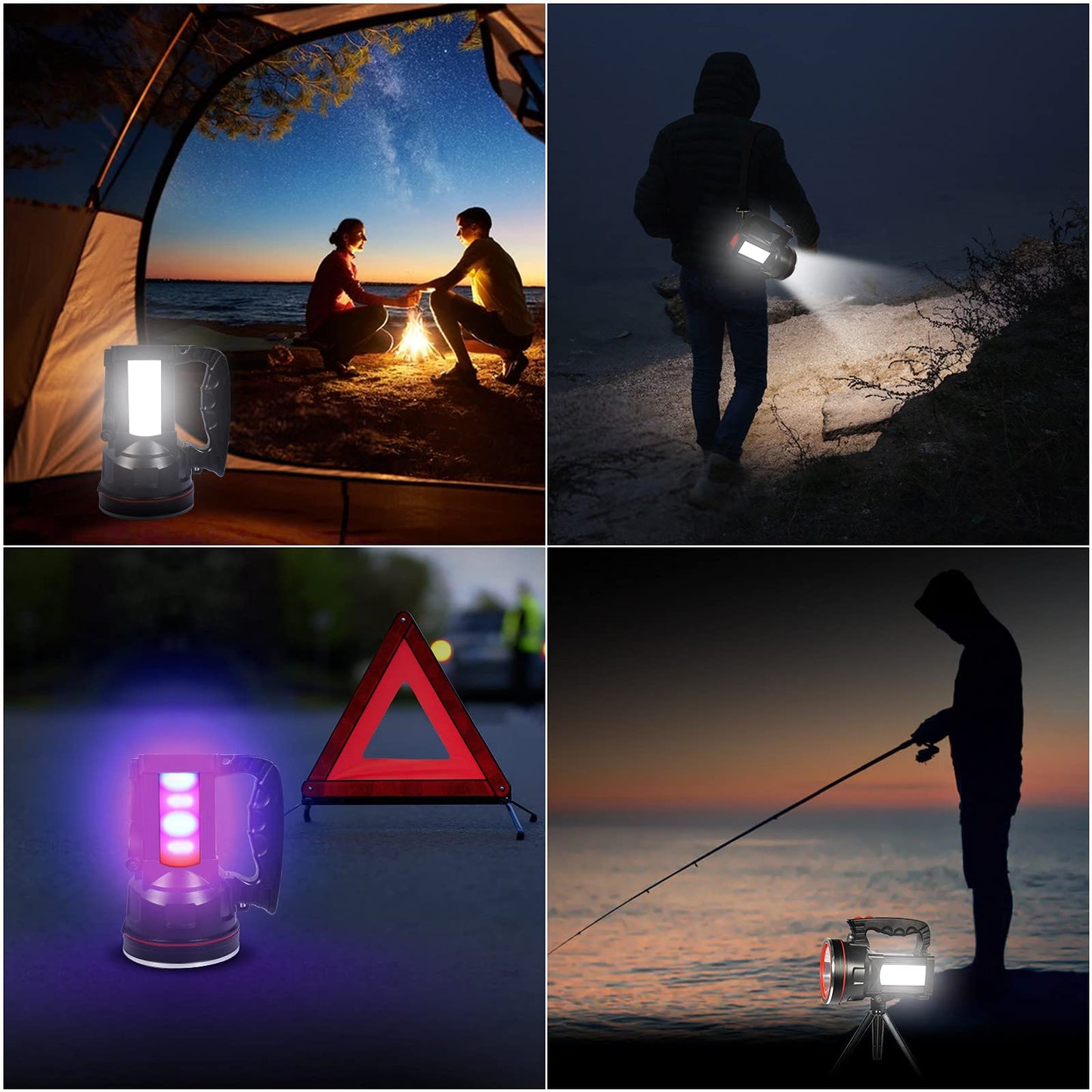 ErayLife Super Bright LED Spotlight Rechargeable Flashlight 8000 Lumen Handheld Searchlight 10400mAh Long Lasting Torchlight Spotlight Flashlight Flood Camping with Foldable Tripod