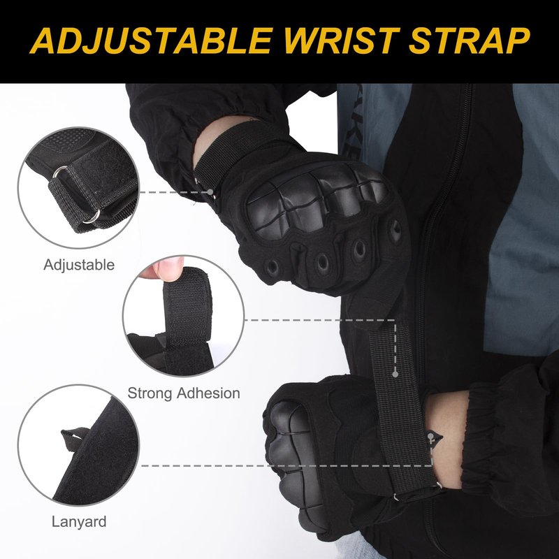 Fhmidic Large Tactical Gloves for Men - Hard Knuckle Protection | Touchscreen Compatible Motorcycle Gloves (Black, L)
