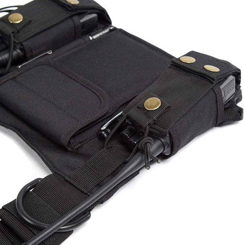 Radio Shoulder Holster Chest Harness Holder Vest Rig for Two Way Radio Chest Front Pack Pouch Walkie Talkie Case with Front Pouches for Kenwood Arcshell Retevis Baofeng UV-5R F8HP UV-82 888S (4Pack)