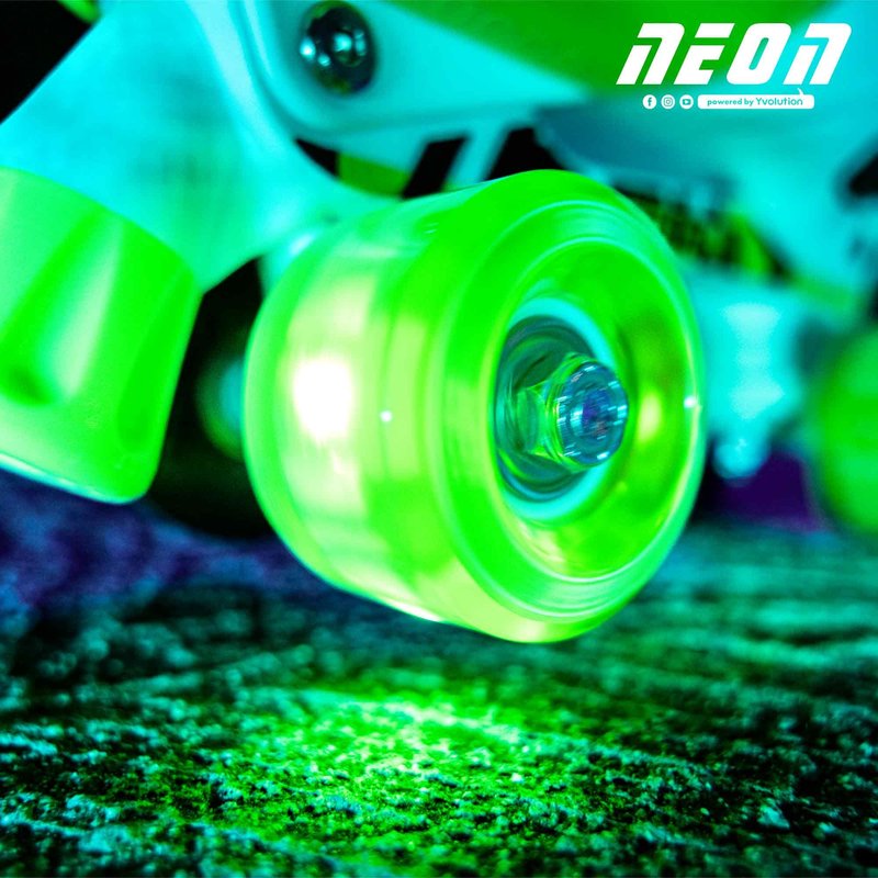 Yvolution Neon Combo Skates | 2-1 Quad and Inline Skates for Kids with LED Wheels | Adjustable Sizing (Green, 12-2)