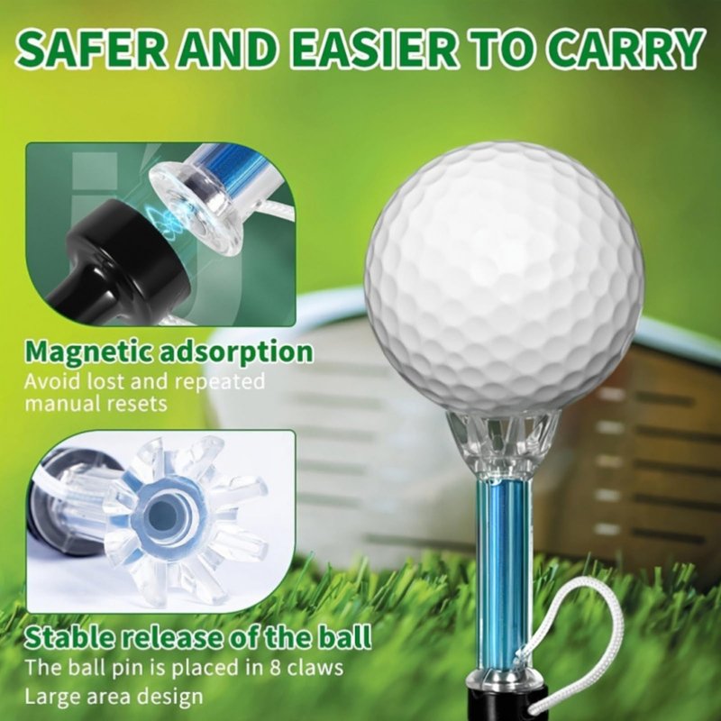 Magnetic Golf Tees 5Pcs - Unbreakable Flexible Plastic Golf Tees with Elastic Recovery & Anti-Loss Cord, Professional 79mm/3.11inch Long Rubber Golf Tees for Driving Range Mats Training and Practice