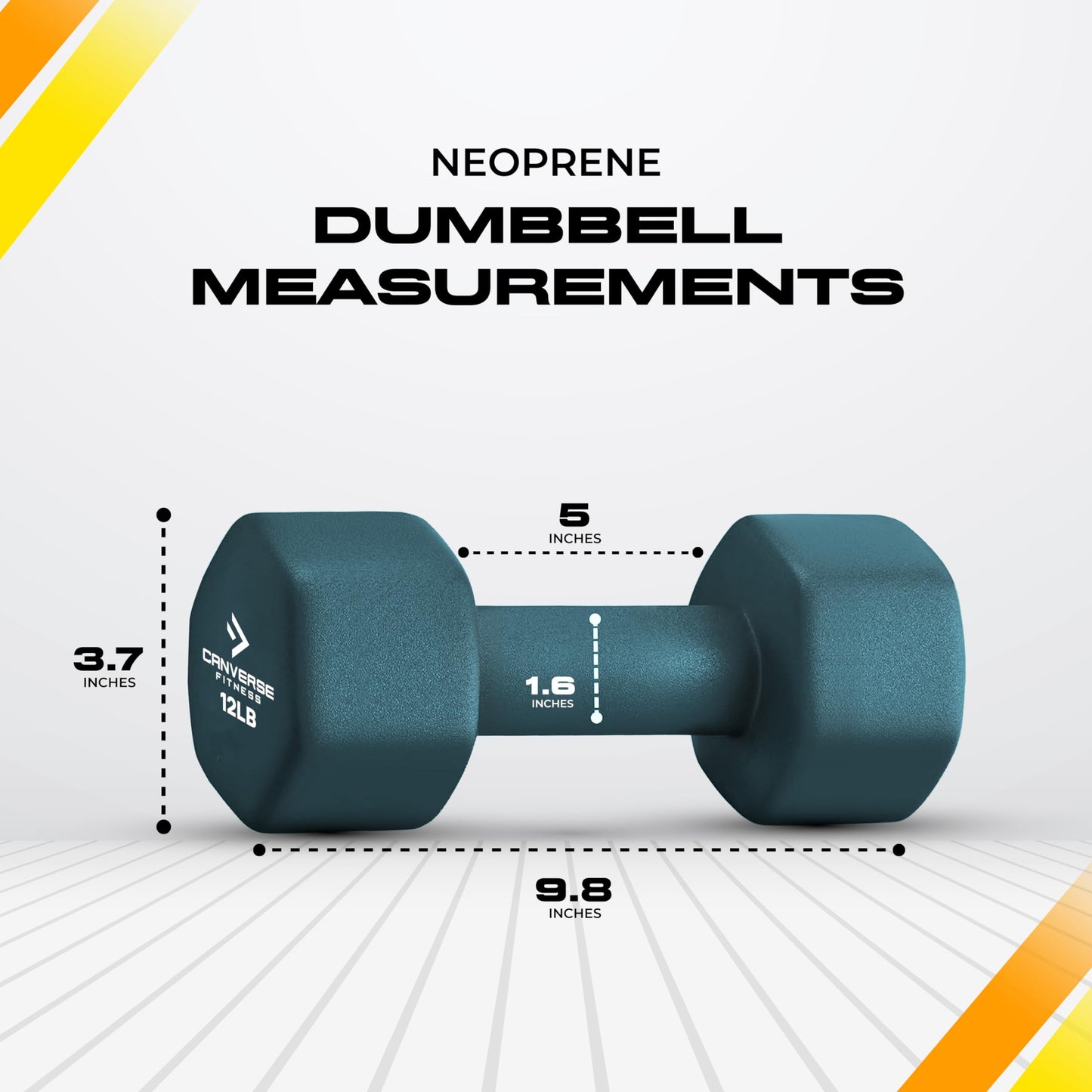 Canverse Fitness Neoprene Coated Dumbbell Sets of 2, Hand weight Dumbbells Anti-roll, Anti-Slip, Hexagon Shape for Strength Training Exercises Dumbbell Pairs for Men and Women, Ideal for Home Gym (