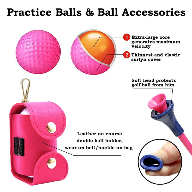 Glamrce Golf Accessories Kit 20 PCS Pink Golf Gift Set - Golf Towel, Ball Marker, Pins, Golf Club Cleaner, Pink Golf Balls w/Holder, Ball Alignment Kit, Divot Repair, Plastic Tees, All Pink Kit