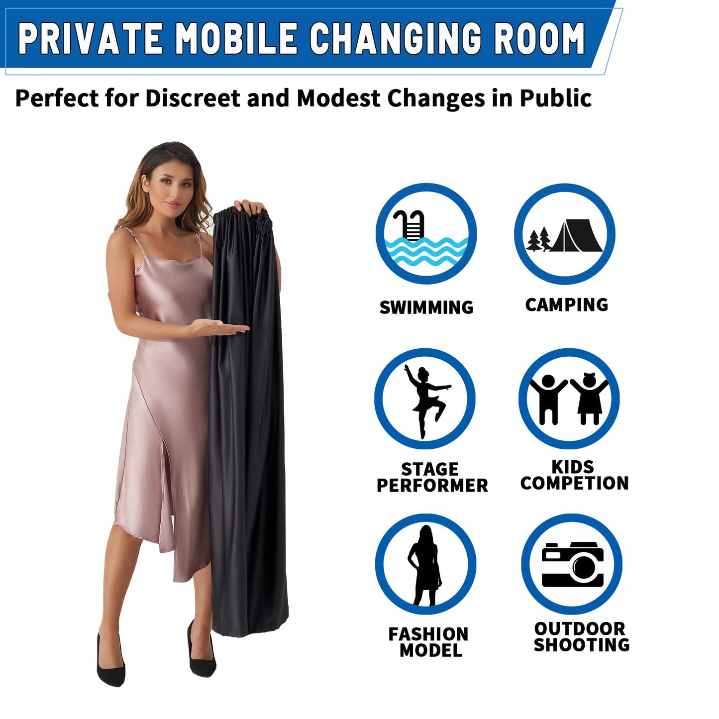 SMEKLYN Portable Changing Room Instant Privacy Changing Tent Shelters Cover up for Changing Clothes Suited for Beach Car Boat Dancers, 3.94ft Length