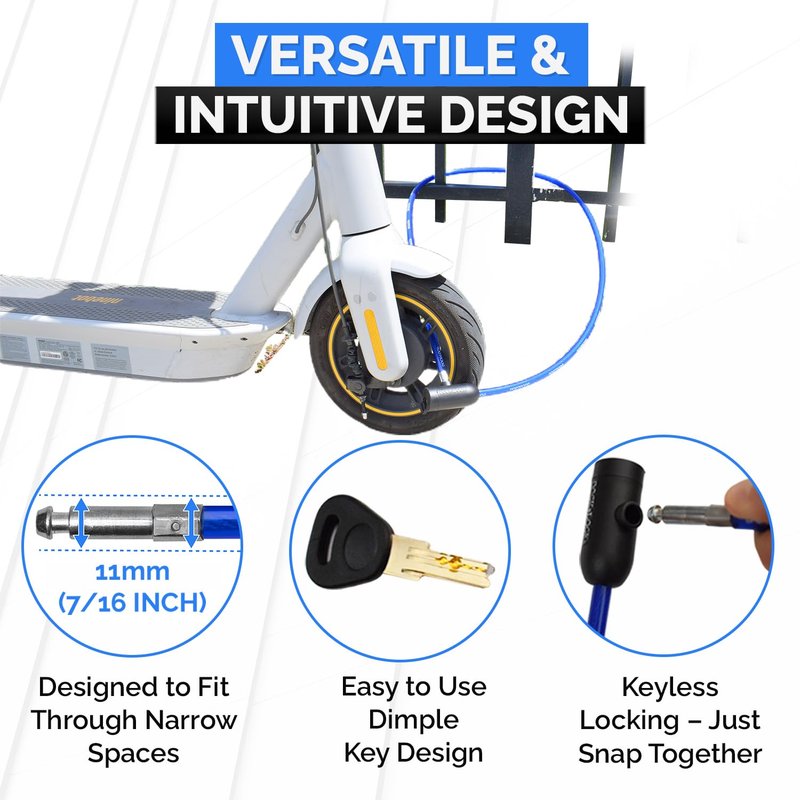 DocksLocks Weatherproof Security Cable Lock with Keys (5ft to 25ft Lengths) Anti-Theft for Kayak, Bike, Paddleboard, Scooter, Equipment, Bicycle 5ft