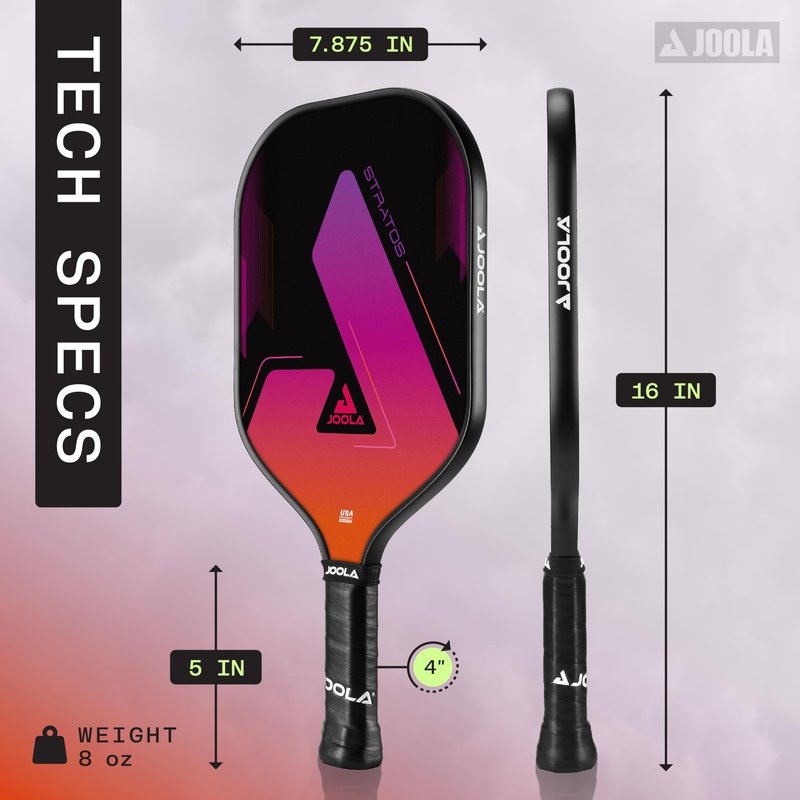JOOLA Stratos Pickleball Paddle – Reinforced Fiberglass Surface, Honeycomb Polypropylene Core, USAPA Approved, Durable & Beginner-Friendly Pickleball Racket with Comfortable Grip