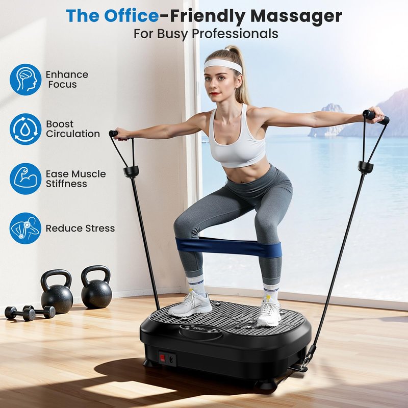 NISILIN Vibration Plate Exercise Machine for Lymphatic Drainage with 200 Levels, Whole Body Fitness Workout Equipment Stand Shake Board Sport Gym for Weight Loss Fat Burner for Women Men (Black)