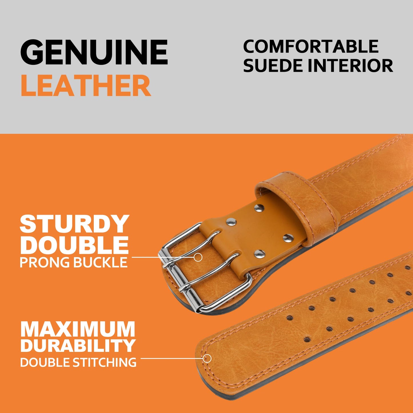 Leather Weight Lifting Belt, Men Belt for Gym Weight Belt Lumbar Back Support Powerlifting Weightlifting Heavy Duty Workout Training Strength Training Fitness (Yellow-S)