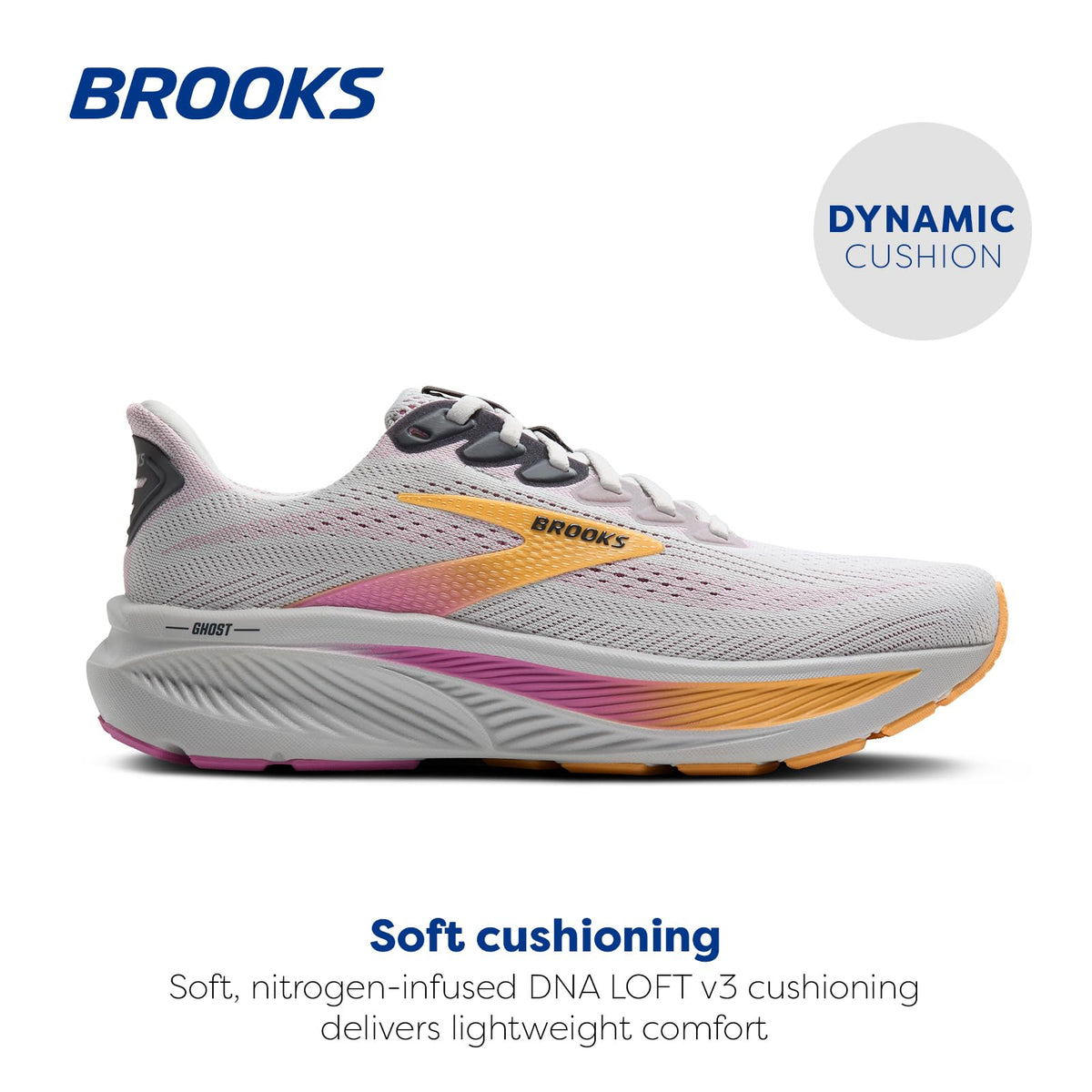 Brooks Womens Ghost 17 Oyster/Apricot/Pink 11 Wide