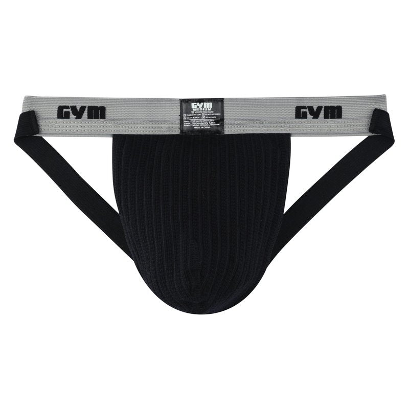 GYM 1" Waistband Swim/Run Jockstrap (Medium, Black)
