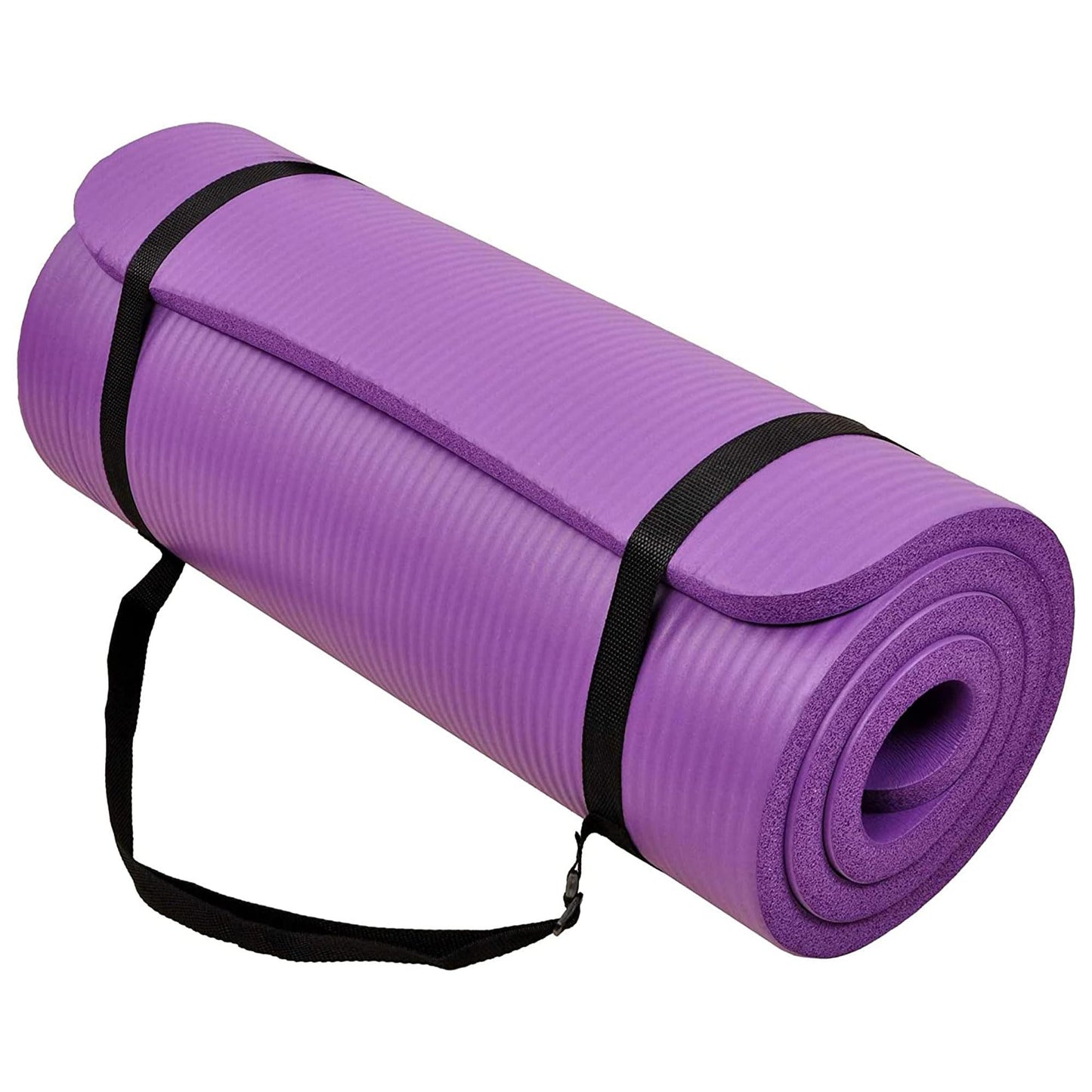 BalanceFrom All-Purpose 1-Inch Extra Thick High Density Anti-Tear Exercise Yoga Mat with Carrying Strap (Purple)