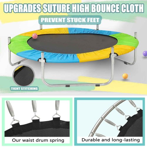Juoe 5 FT Toddler Trampoline for Kids with Basketball Hoop & Ball, Indoor/Outdoor Rebounder with Enclosure Net, ASTM Approved, Supports Up to 440 lbs，Ideal Gift for Boys & Girls