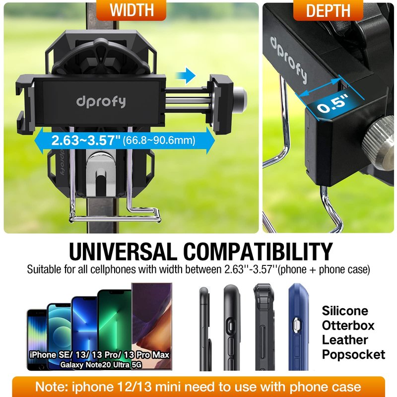 Dprofy Golf Phone Holder, Golf Cart Phone Holder with Hook and Loop, Golf Cart Accessories Golf Gifts for Men/Women, Universal Fit