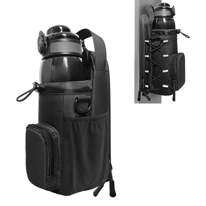 Magnetic Gym Bag for Men and Women, Magnetic Water Bottle Holder with Shoulder Strap, Small Gym Pouch for Sports, Work,Travel, Fitness(Black)