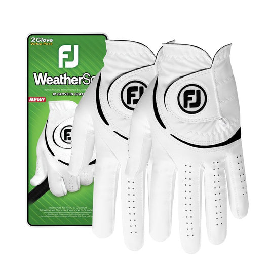 FootJoy Men's WeatherSof 2-Pack Golf Glove, White, XX-Large, Worn on Left Hand