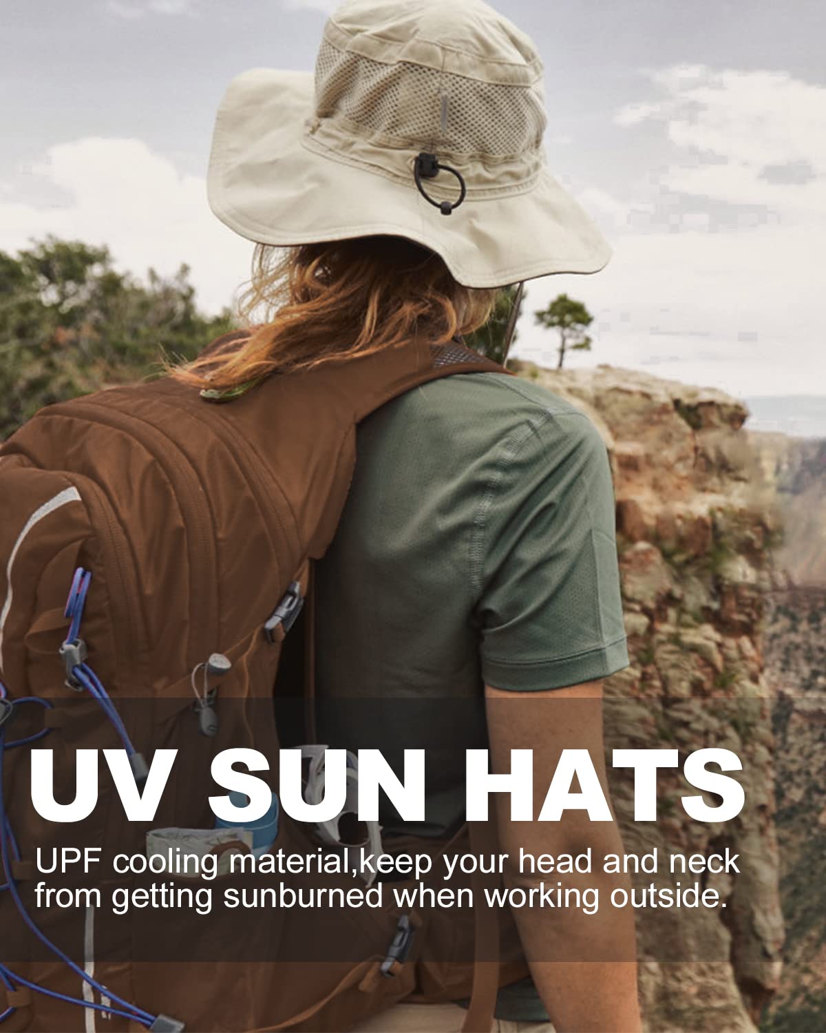 Zylioo Large UPF 50+ Sun Hat for Men & Women, Lightweight Adjustable Boonie Hat, Foldable Cooling Safari Fishing Hat