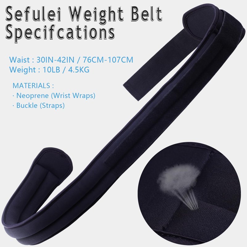Sefulei Weighted Belt 30"-44"Adjustable Sport Fitness Belt for Abs Strengthening Workout Body Shaping Core and Weight Loss (Basis 10LB)