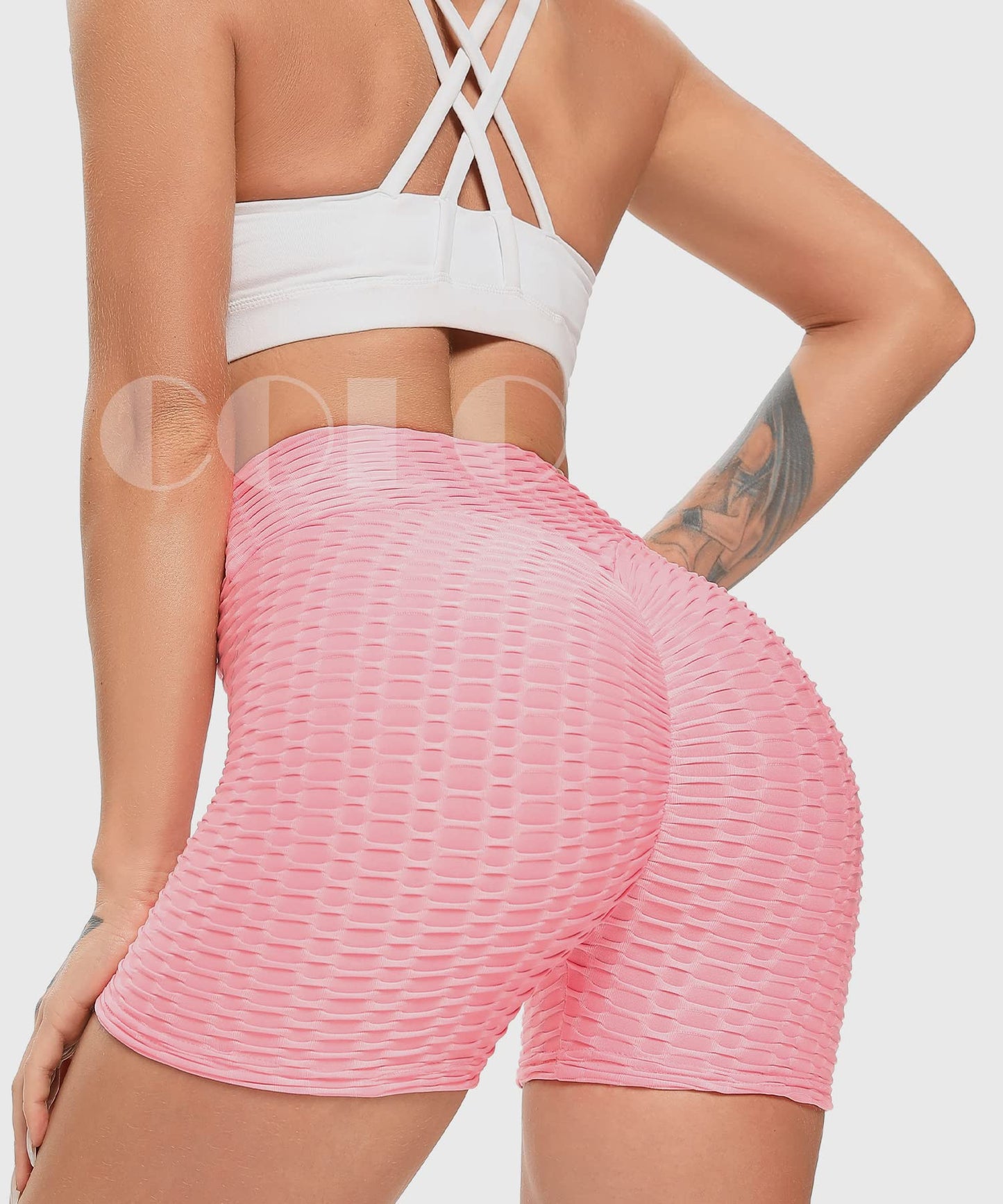 COLO Butt Lift Shorts High Waisted Workout Leggings for Women Scrunch Booty Fitness Running Hot Pants Peach Butt Pink M