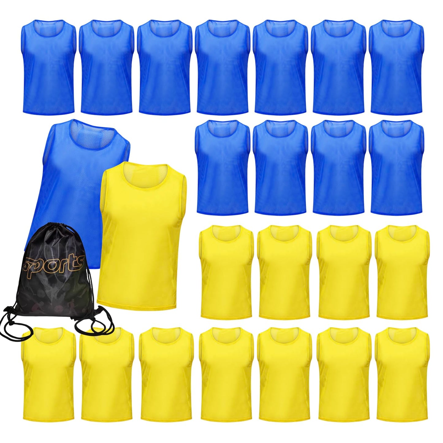 PULUOMASI 12/24/48PCS Pinnies Youth Team Pennies for Sports Kids and Scrimmage Vests for Soccer Basketball Jersey Practice