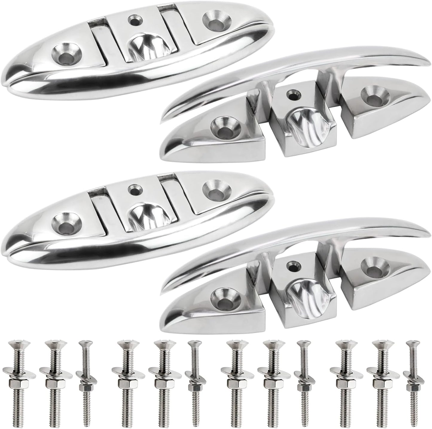 Marine Grade Boat Cleat - 6-Inch 316 Stainless Steel Folding Cleat | Ideal for Kayaks & Docks