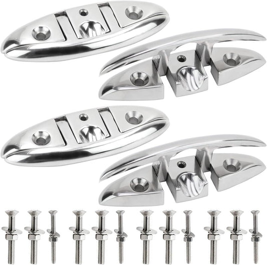 Marine Grade Boat Cleat - 6-Inch 316 Stainless Steel Folding Cleat | Ideal for Kayaks & Docks