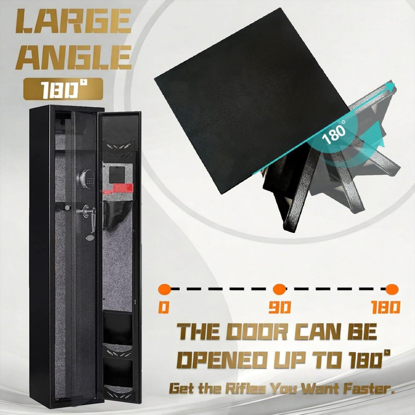 KAER 2-3 Gun Safe, Gun Safe for Rifles and Pistols, Rifle Safe, Gun Cabinet with Digital Keypad Lock, Rifle Safe with 4 Gun Slots and Pistol Pockets for Secure Storage in Garage, Bedroom, Living Room