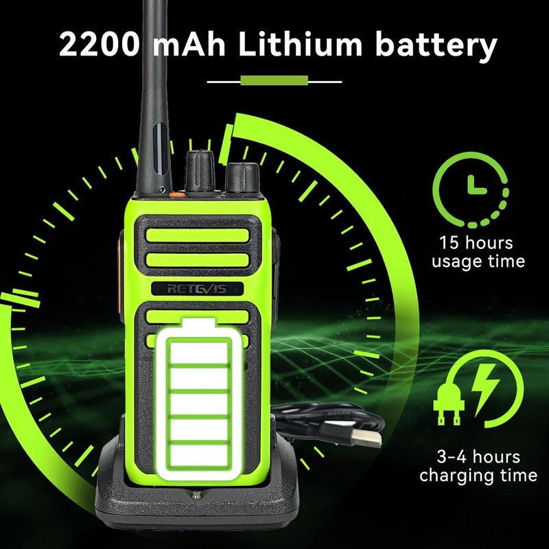 Retevis RB17A Two-Way Radios | Long Range GMRS Walkie Talkies with Earpiece - 2200mAh, 4 Pack for Security & Emergency Preparedness