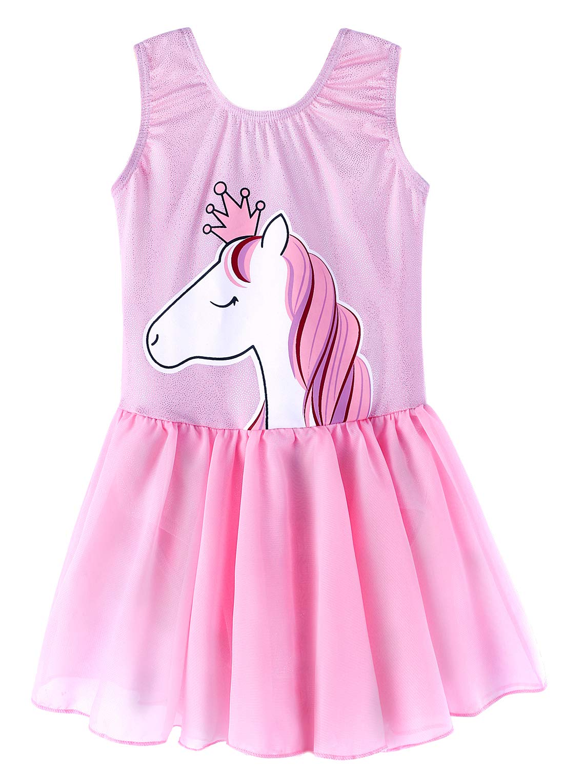 Girls Pink Gymnastics Skirted Leotards 2t 3t Ballet Tutu Dance Dress Mermaid Unicorn Gymnastic Skirt(Baby Girls/Toddler Girls/Big Girls) (Baby Pink, 100(2-3 years old))