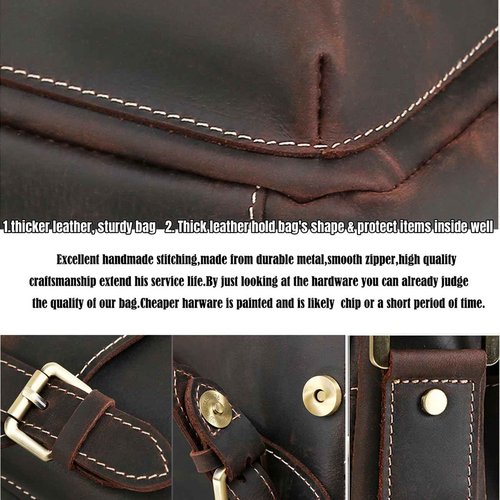 Masa Kawa Men's Leather Messenger Bag Retro Small Crossbody Shoulder Bag for Men Women Vintage Flap Over Man Purse Fits 10 Inch Tablet,Brown