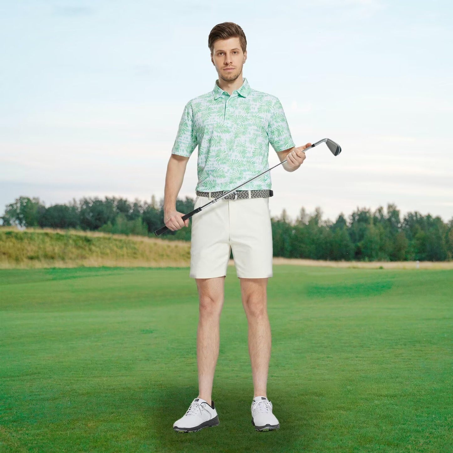 M MAELREG Polo Shirts for Men Quick Dry Fit Short Sleeve Performance Moisture Wicking Print Men’s Golf Shirts