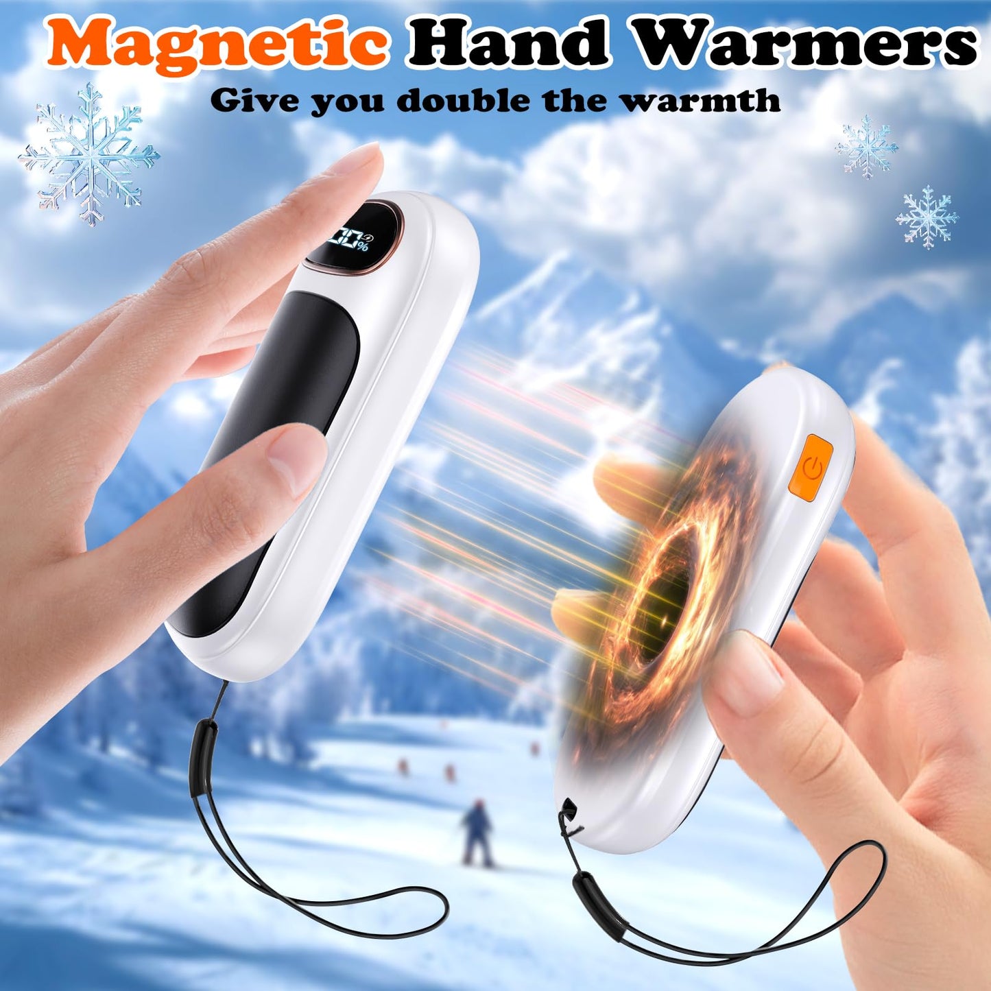 Taiofan Rechargeable Hand Warmer 2 Pack, LED Display & 4 Levels, Ultrathin Electric Hand Warmers Portable USB Pocket Heater Fits Gloves for Hunting Essentials, Camping, Raynauds, Gifts for Christmas