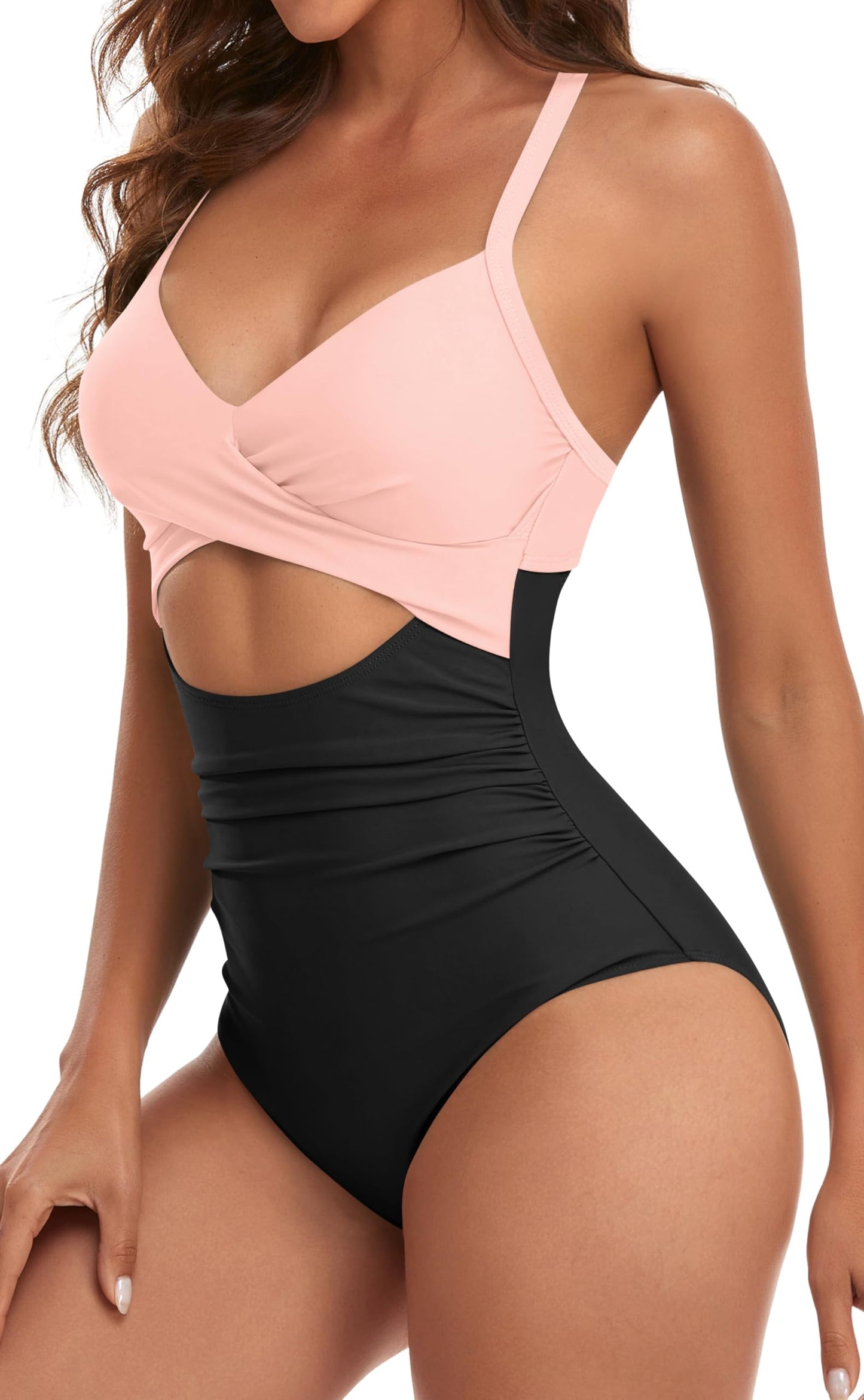 Eomenie Women's Tummy Control One Piece Swimsuit Cutout Bathing Suit XS
