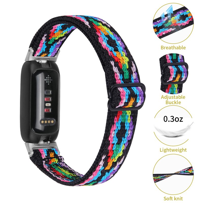 3 Pack Stretch Bands Compatible with Fitbit Inspire 3 Band Nylon Strap Floral Breathable Adjustable Stretchy Loop Wristband Intended for Fitbit Inspire 3 (3A)