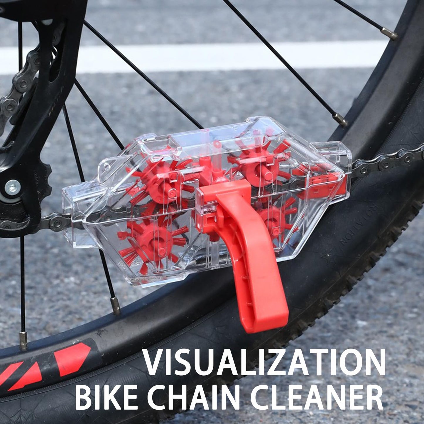 Senzz Bike Chain Cleaner Kit, Bicycle Chain Cleaning Brush Set with Gear Brush & Scrubber, Deep Clean Tool for Mountain, Road & BMX Bikes
