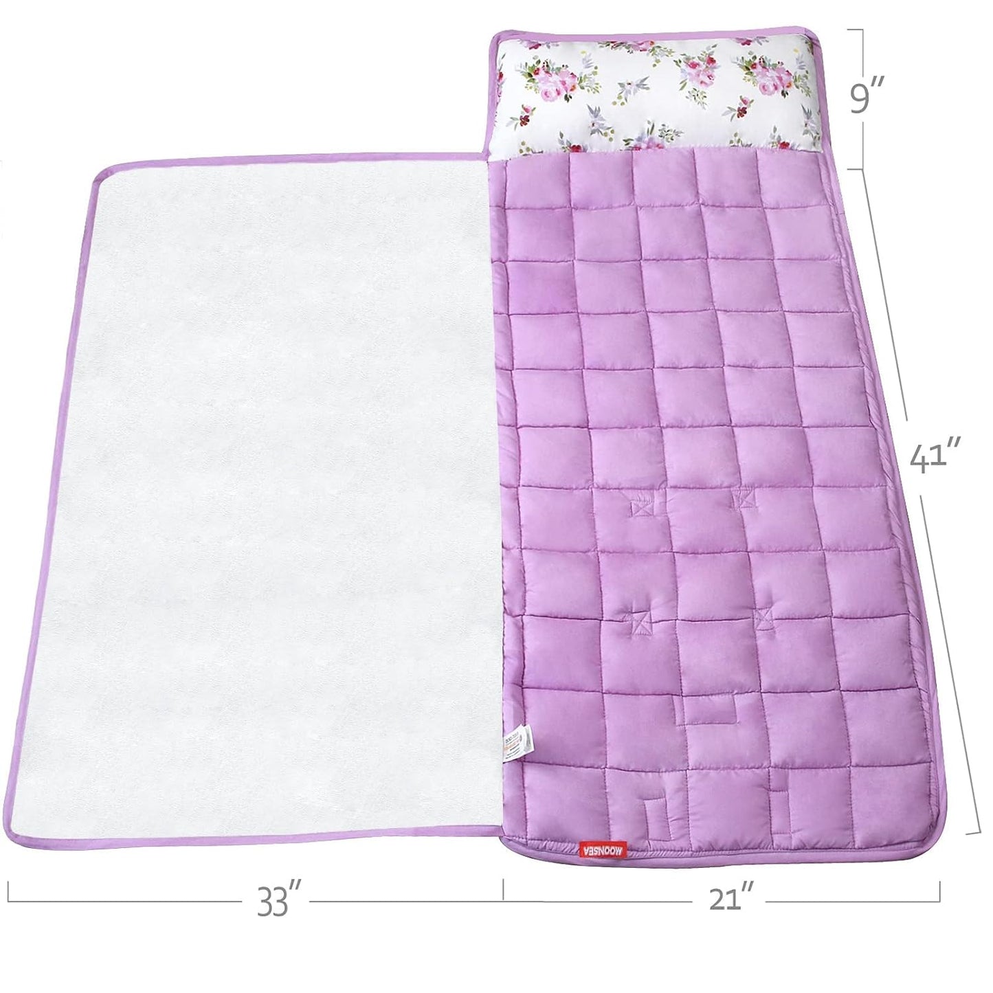 Toddler Nap Mat - Floral Sleeping Mat with Fleece Blanket | Lightweight for Preschool & Travel, Fits Standard Cot