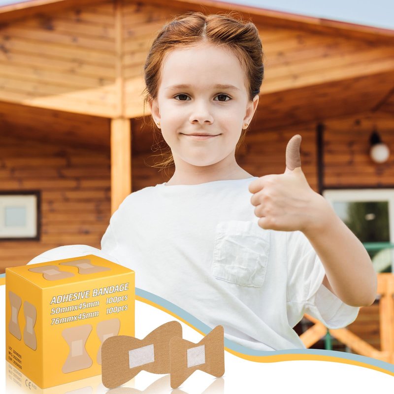 Funtery 200 Pcs Large Bandages Bulk Latex Free Fingertip Bandage Adhesive Wound Care Fabric Bandages for Care and Protect Wounds, 2 x 1.8 Inch, 3 x 1.8 Inch