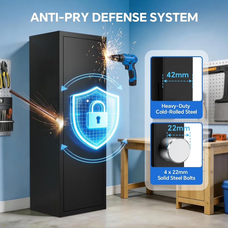 Rifle Safe for Home Security - Quick Access Digital Keypad | Adjustable Shelves for Shotguns & Ammo