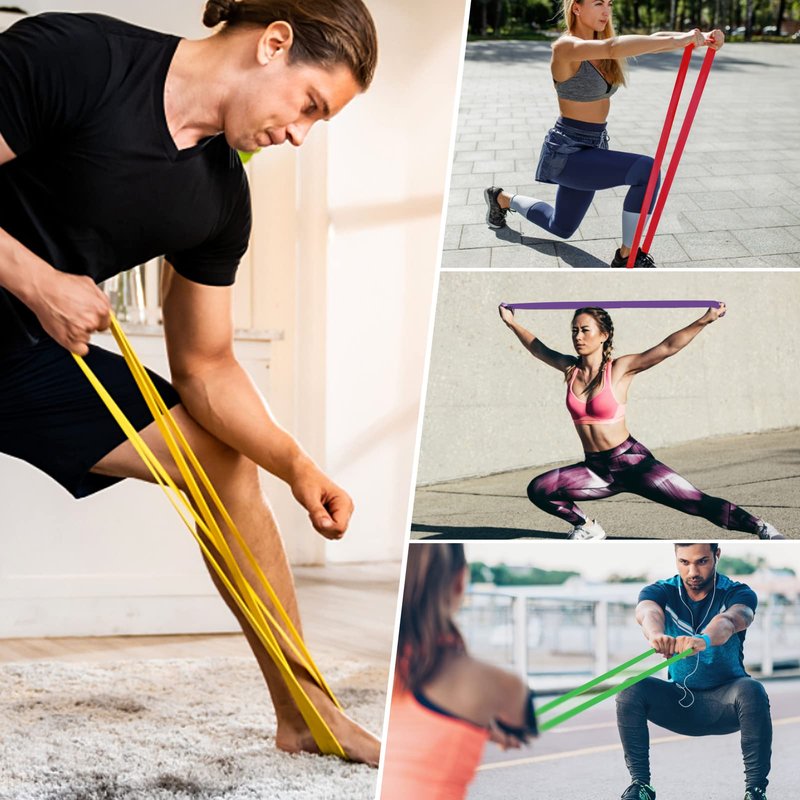 Resistance Bands Set for Working Out - Exercise Bands for Men & Women, Fitness Equipment, Strength Training, Physical Therapy & Body Stretching at Home & Gym (#06 3 Bands Set)