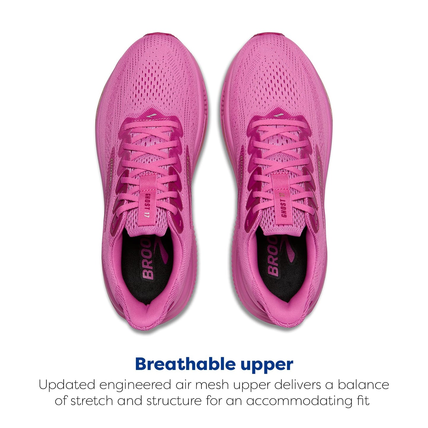 Brooks Women’s Ghost 17 Neutral Running Shoe - Pink/Fuchsia/Gold - 6.5 Medium