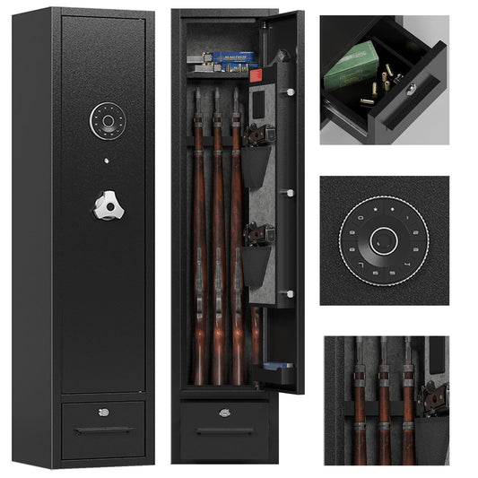 4 Gun Safe,Gun Safes & Cabinets,Gun Safes for Home Rifle and Pistols,Rifle Gun Safe with Drawer,Gun Cabinet for Rifles and Shotguns,Gun Safe with Removable Shelf and Gun Rack (3 Gun Safe - Digital)