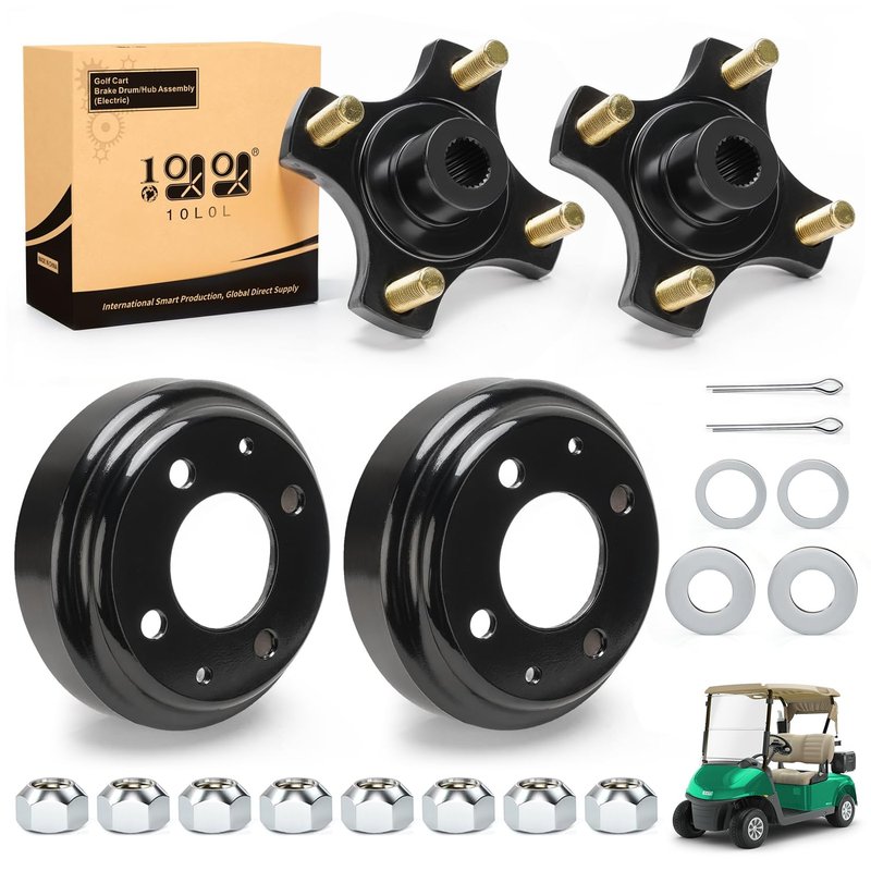 10L0L Golf Cart Heavy Duty Split Brake Drum and Rear Wheel Hub Assembly for EZGO TXT Electric Golf Carts 1982-up 19186-G1 615604