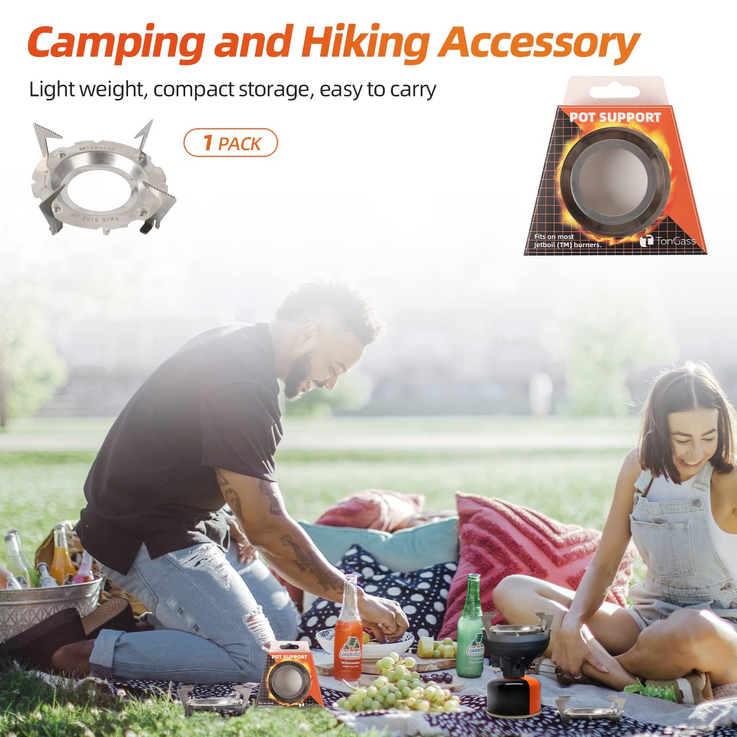 TonGass Camping Stoves Pot Support Compatible with Jetboil Stove Pot Support Stainless Steel Portable Camp Pot Stand for Jetboil Burner Replacement - Can Accommodate Up to 9" Skillets or 2L Cook Pots