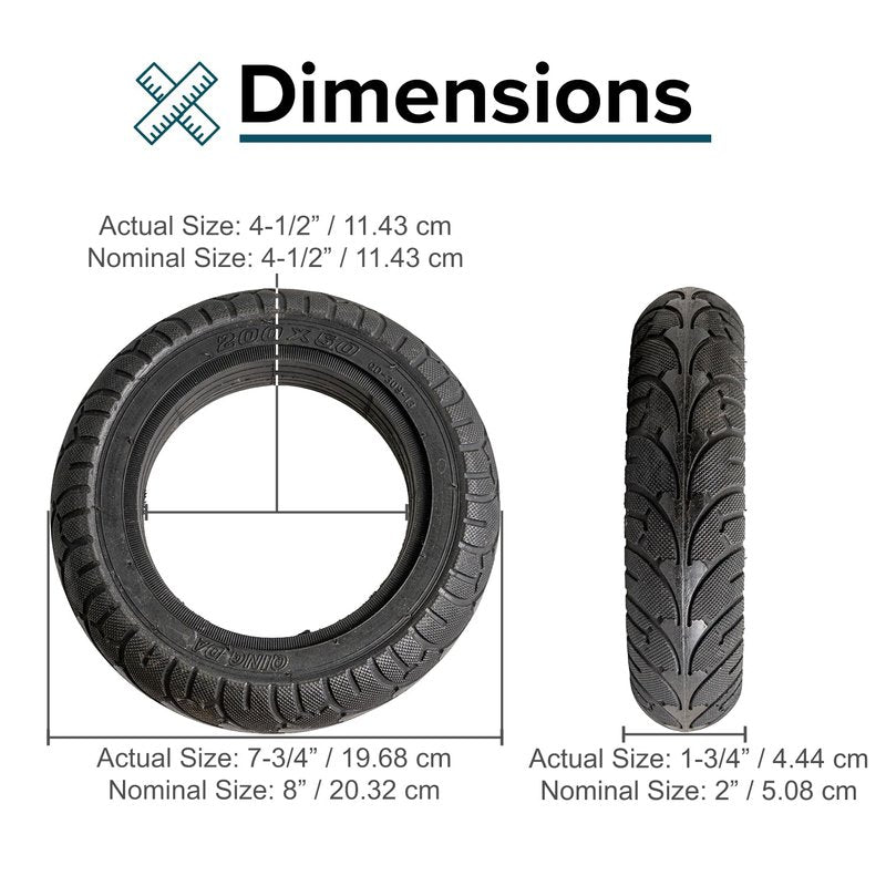 AlveyTech 200x50 with 4.5" Inner Diameter Solid Tire for Ninebot by Segway (ES1, ES1L, ES2, ES4) Self-Balancing Scooter - Replacement Tube-Less Tires for Rims, Hubs, or Wheels with 4-1/2 Inch ID
