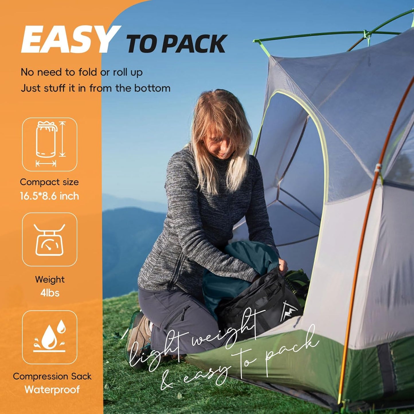 Flannel Sleeping Bag for Adults - XL Warm Cotton Camping Bag | 4-Season Comfort