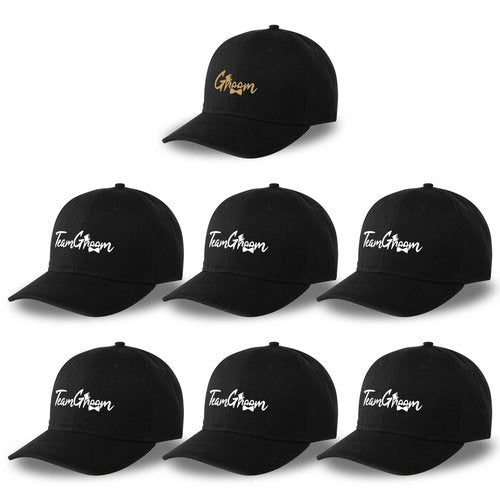 GroomBrideGifts Groomsmen Gifts Hats - Set of 7 Pcs Bachelor Party Favors for Groomsmen,Team Groom, Best Man.