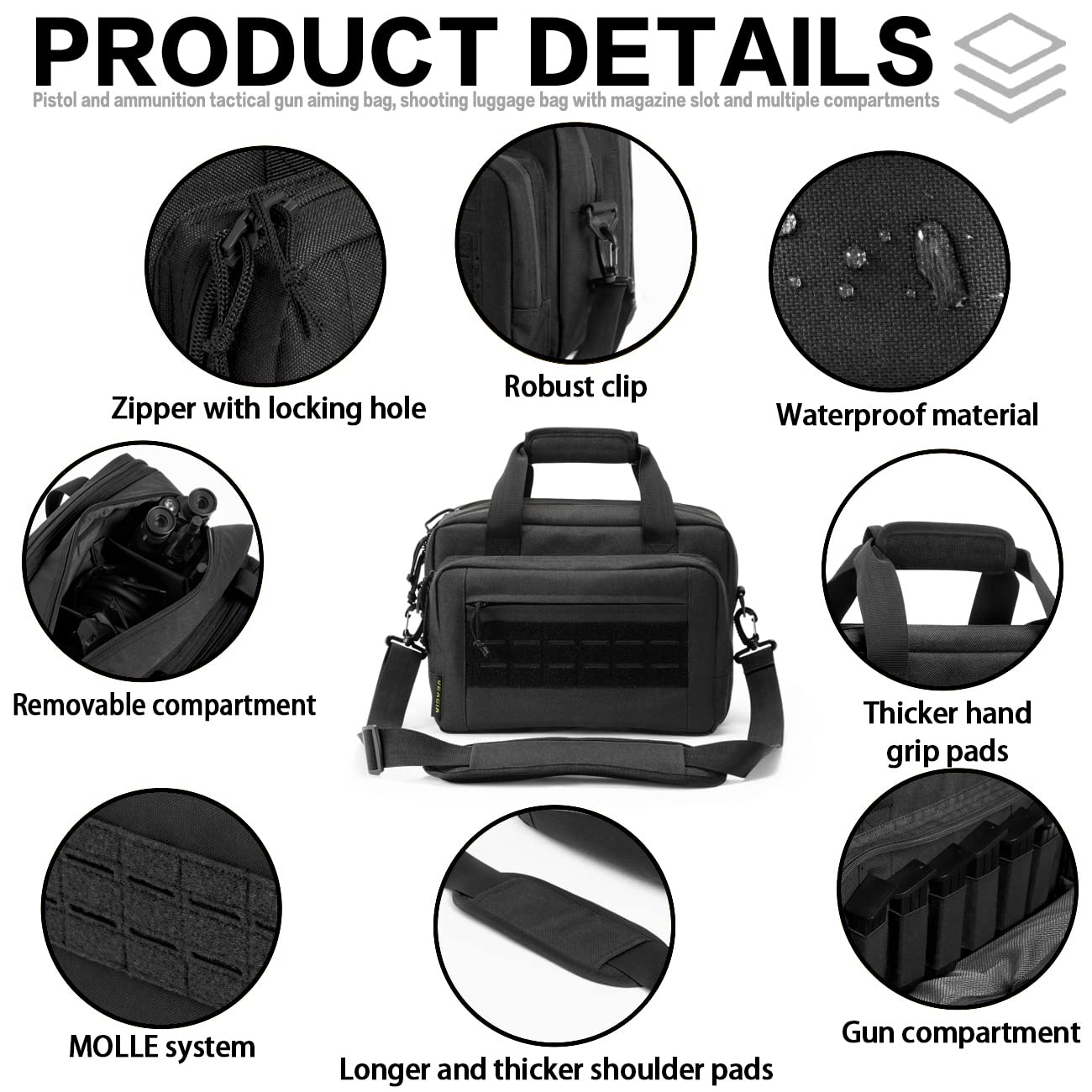 VEAGIA Range Bag for Pistol, Gun, Handguns And Ammo Pouch 2 Pistols Soft Carrying Shooting Bag (Black 1.0)