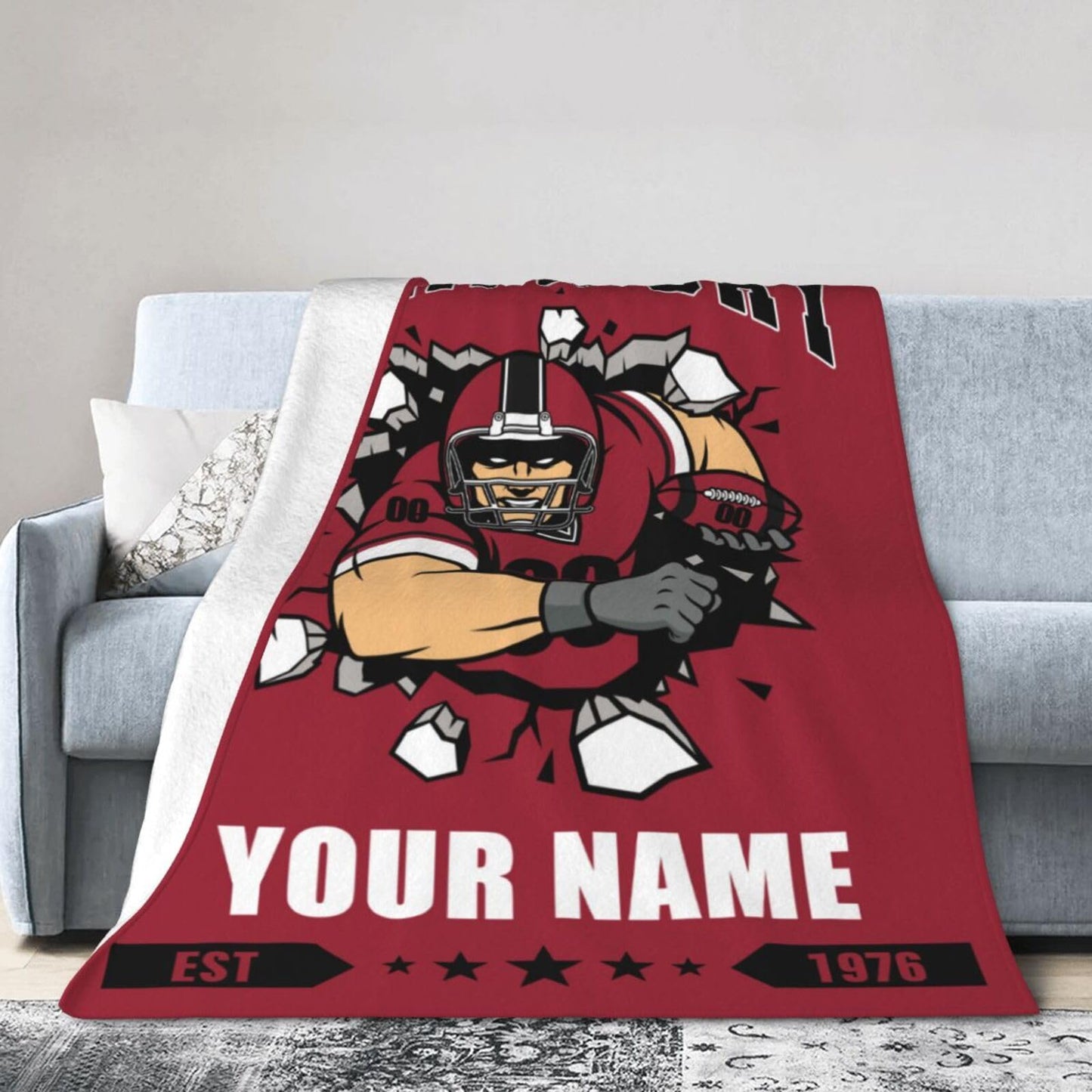 Personalized Tampa Bay Blanket with Name Number Custom Football Throw Blankets Customized Flannel Blanket Fan Gifts for Men Women Boy Decor for Couch, Bed, Sofa 30"x 40",40"x50", 50"x60", 60"x80"