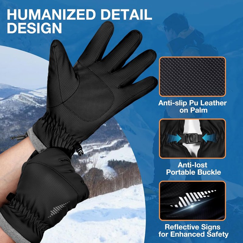 Winter Waterproof Touchscreen Gloves for Men & Women - Thermal Ski & Snow Gear for Cold Weather | Perfect for Outdoor Sports & Daily Use